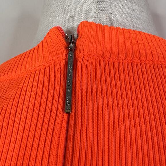 Christopher Kane SS20 Neon Orange Crystal Neck Knit Mini Dress NWT Size 40 - Picture 10 of 13